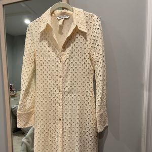 ZARA FITTED OPENWORK EMBROIDERED DRESS